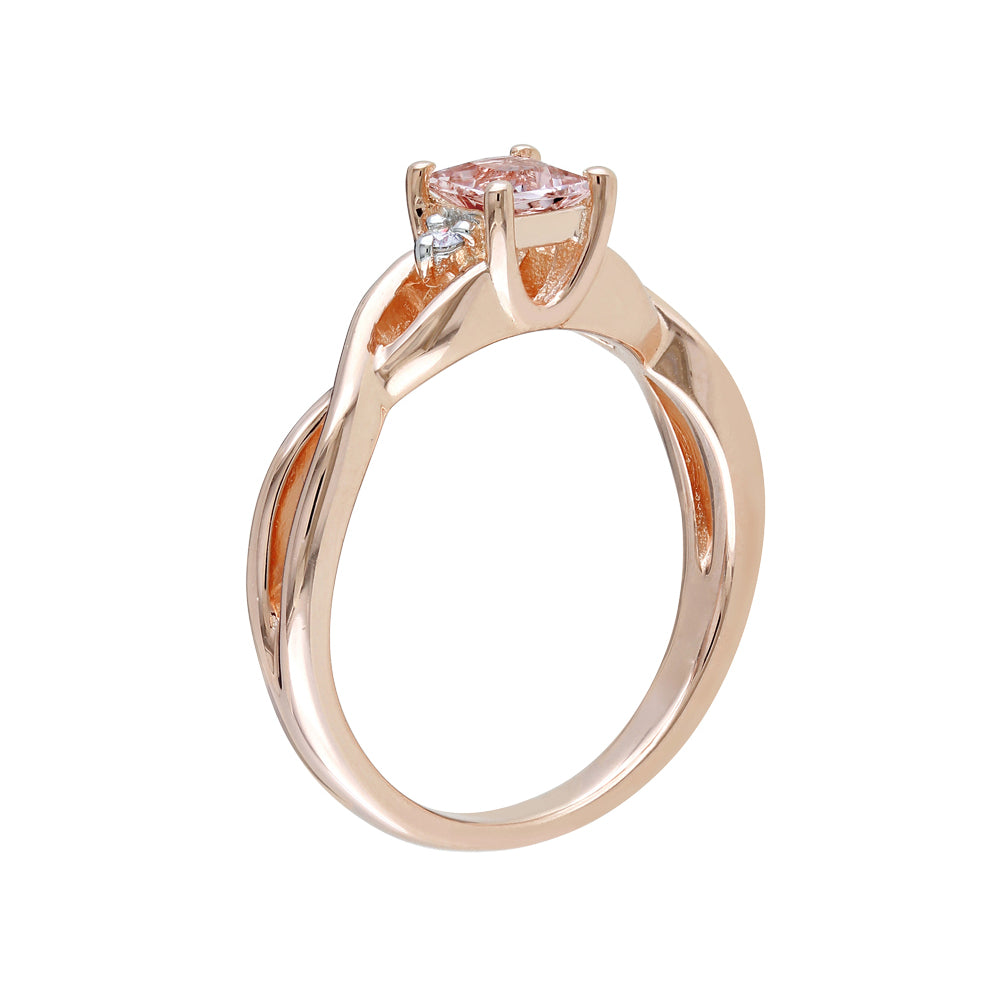 Morganite Ring 1/3 Carat (ctw) with Diamonds in Rose Sterling Silver Image 2