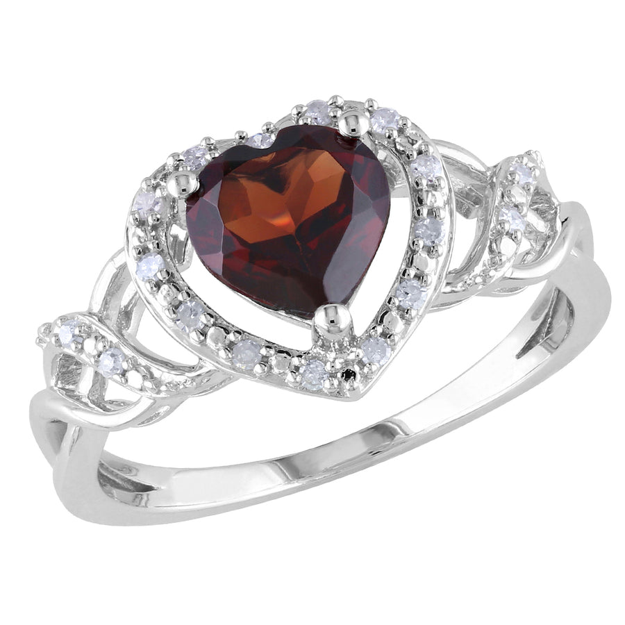 Garnet Heart Ring 1.50 Carats (ctw) in Sterling Silver Image 1