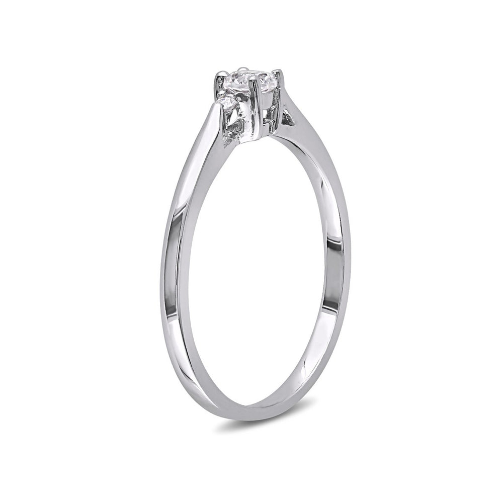 Created White Sapphire 1/4 Carat (ctw) Ring with Diamonds in Sterling Silver Image 2