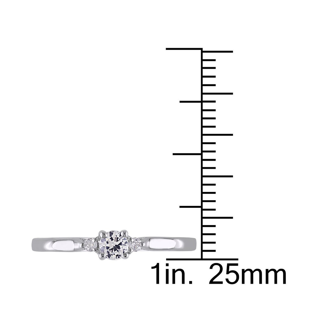 Created White Sapphire 1/4 Carat (ctw) Ring with Diamonds in Sterling Silver Image 4