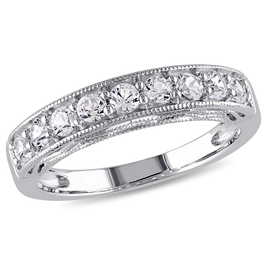 4/5 Carat (ctw) Lab-Created White Sapphire Anniversary Band Ring in Sterling Silver Image 1