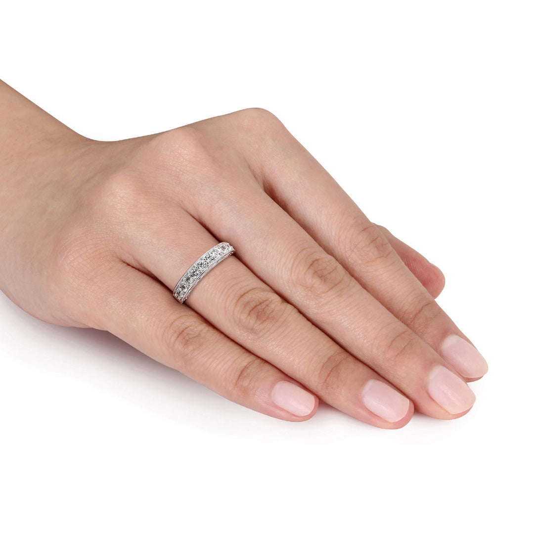 4/5 Carat (ctw) Lab-Created White Sapphire Anniversary Band Ring in Sterling Silver Image 3