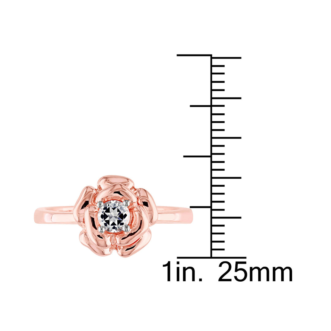 1/3 Carat (ctw) Lab-Created White Sapphire Floral Ring Rose-plated Sterling Silver Image 4