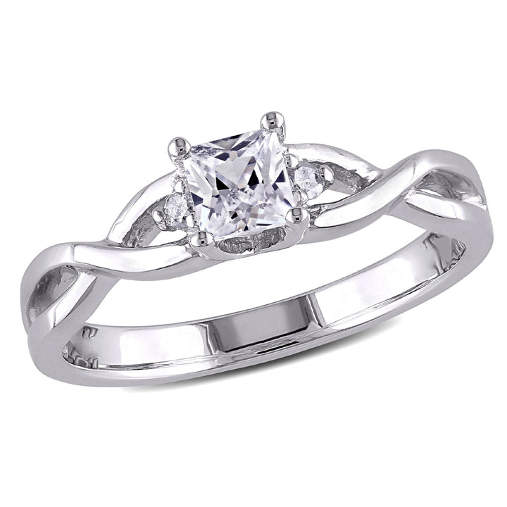 3/8 Carat (ctw) Princess-Cut Lab-Created White Sapphire Infinity Ring Sterling Silver Image 1