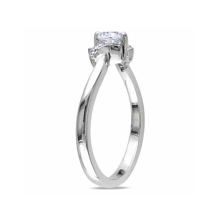 1/3 Carat (ctw) Lab-Created White Sapphire Promise Ring with Diamonds in Sterling Silver Image 2