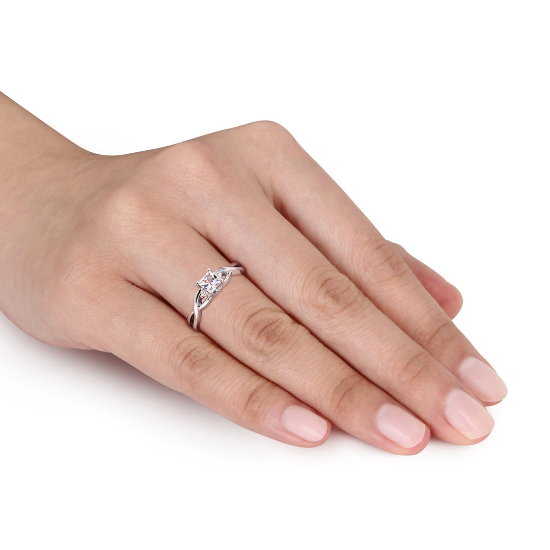 3/8 Carat (ctw) Princess-Cut Lab-Created White Sapphire Infinity Ring Sterling Silver Image 3