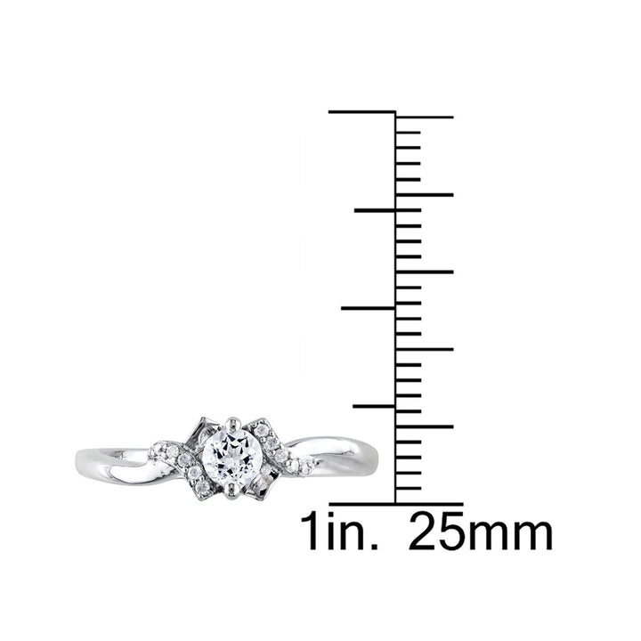 1/3 Carat (ctw) Lab-Created White Sapphire Promise Ring with Diamonds in Sterling Silver Image 4