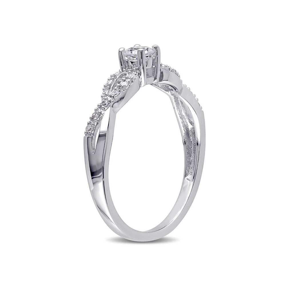 1/4 Carat (ctw) Lab-Created White Sapphire Infinity Ring with Diamonds in Sterling Silver Image 2