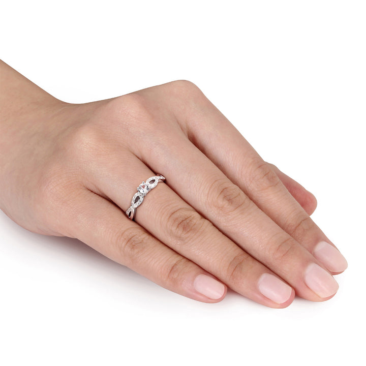 1/4 Carat (ctw) Lab-Created White Sapphire Infinity Ring with Diamonds in Sterling Silver Image 3