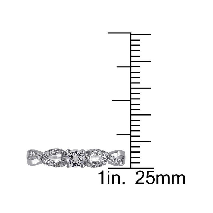 1/4 Carat (ctw) Lab-Created White Sapphire Infinity Ring with Diamonds in Sterling Silver Image 4