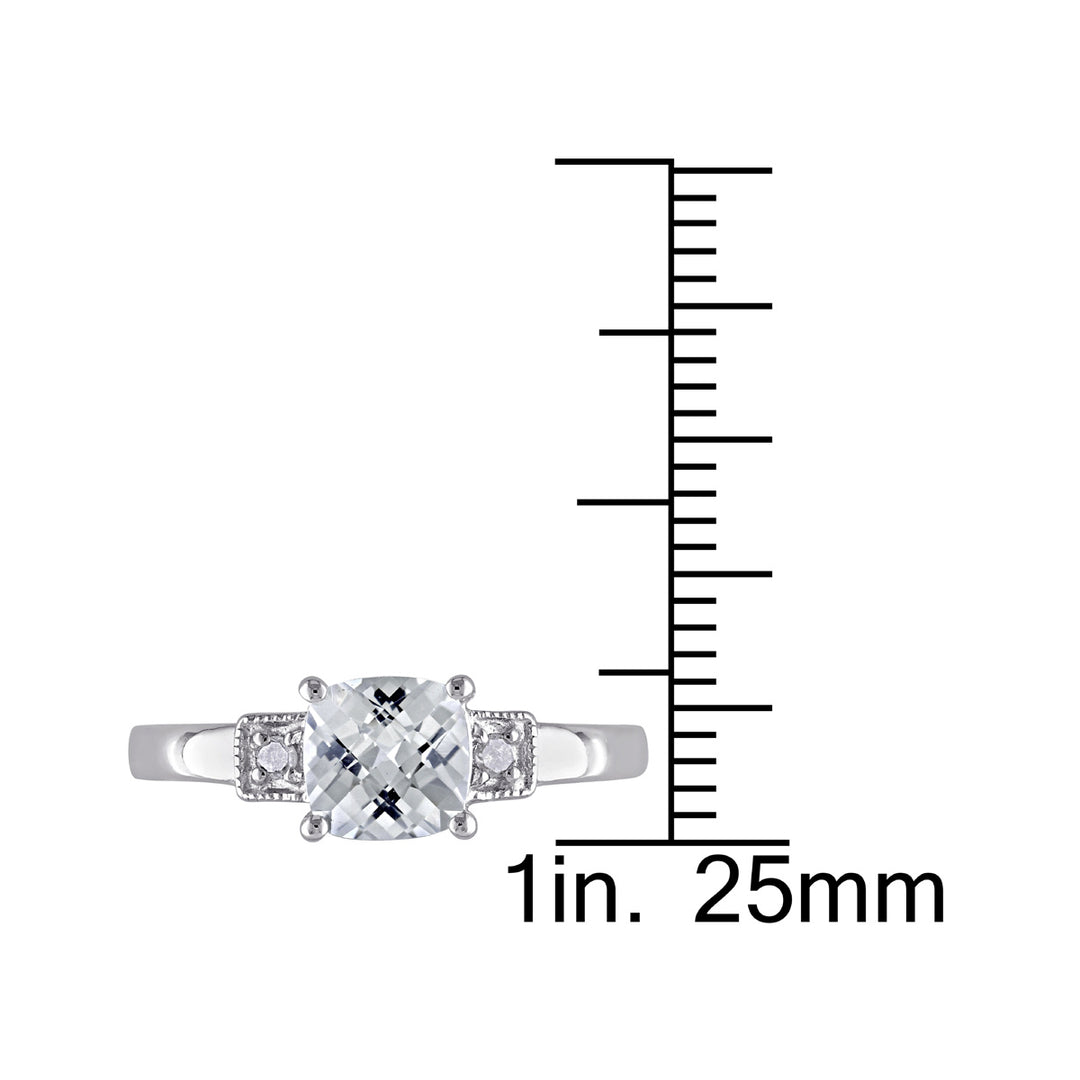 1.25 Carat (ctw) Cushion-Cut Lab-Created White Sapphire Ring with Accent Diamonds in Sterling Silver Image 4