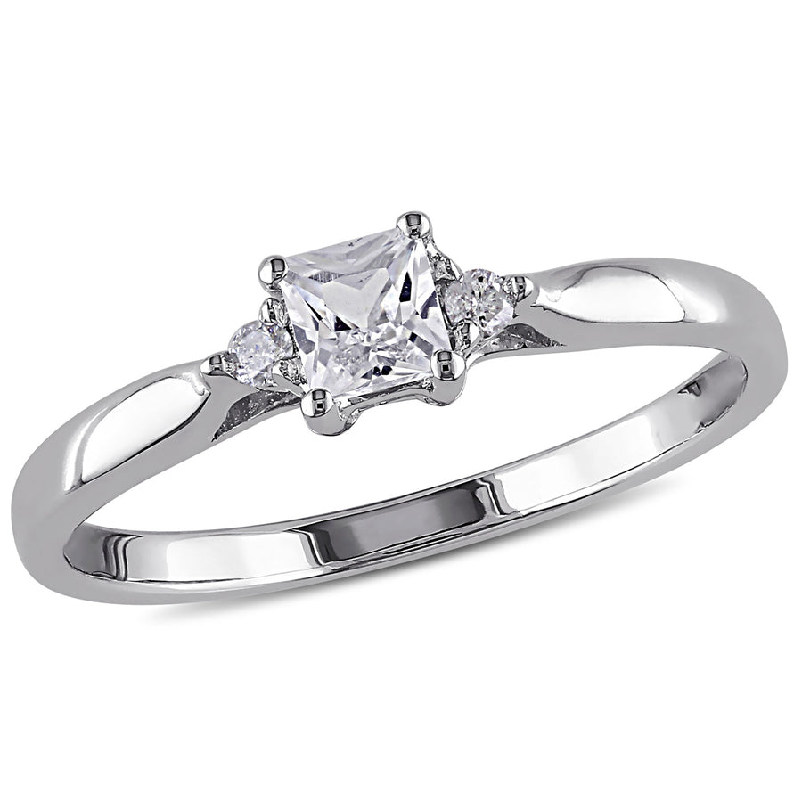 1/3 Carat (ctw) Princess-Cut Lab-Created White Sapphire Ring in Sterling Silver Image 1