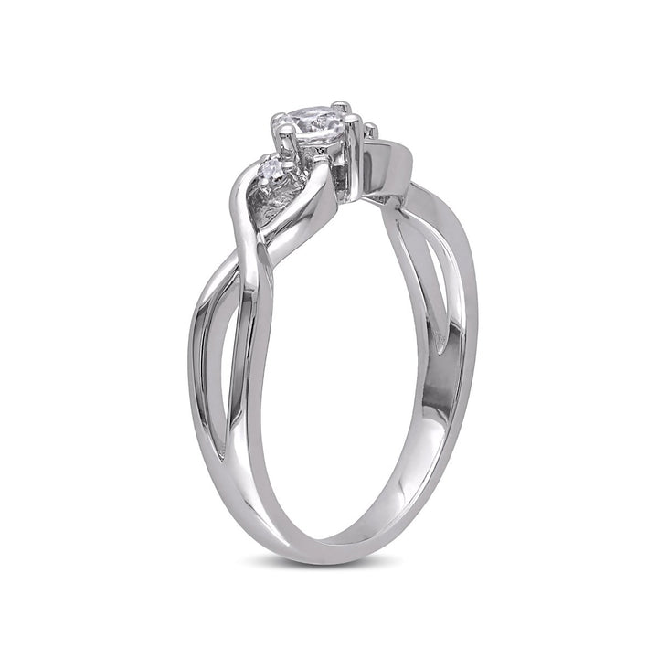 1/3 Carat (ctw) Lab-Created White Sapphire Infinity Ring with Diamonds in Sterling Silver Image 2