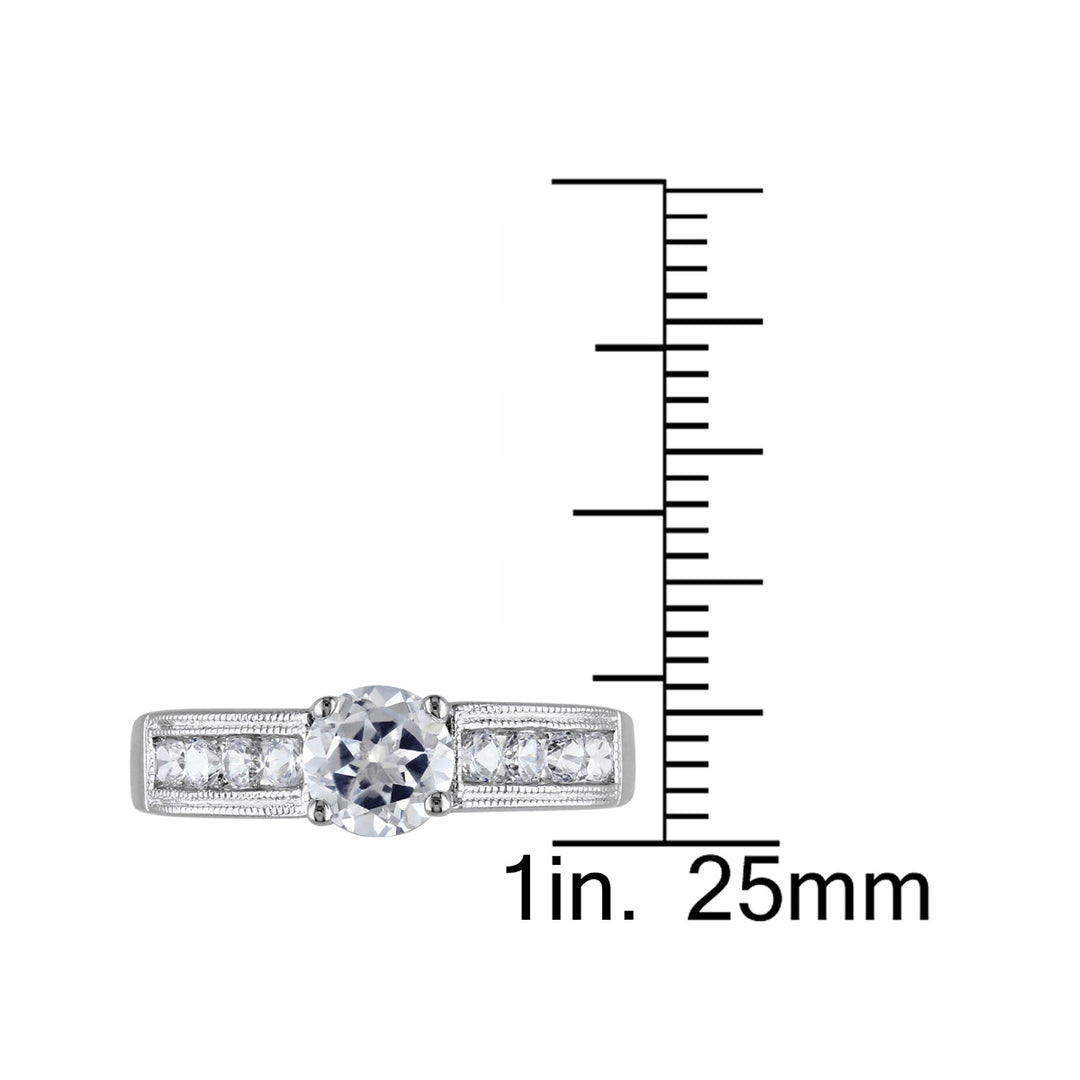 1.50 Carat (ctw) Lab-Created White Sapphire Engagement Ring in Sterling Silver Image 4