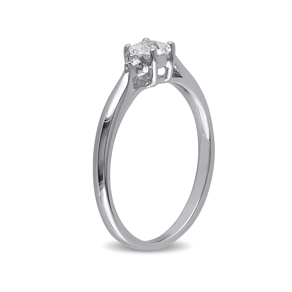 1/3 Carat (ctw) Princess-Cut Lab-Created White Sapphire Ring in Sterling Silver Image 2