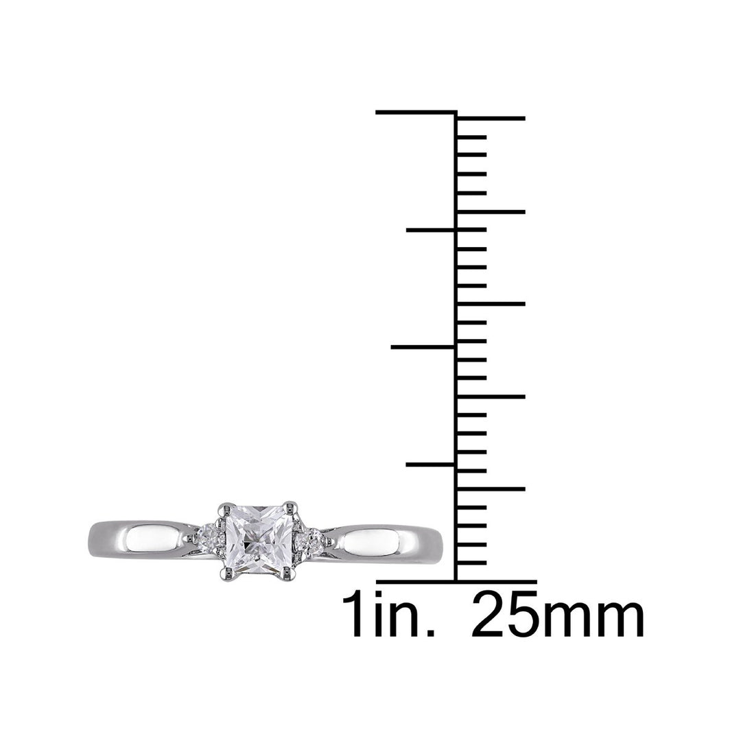 1/3 Carat (ctw) Princess-Cut Lab-Created White Sapphire Ring in Sterling Silver Image 4