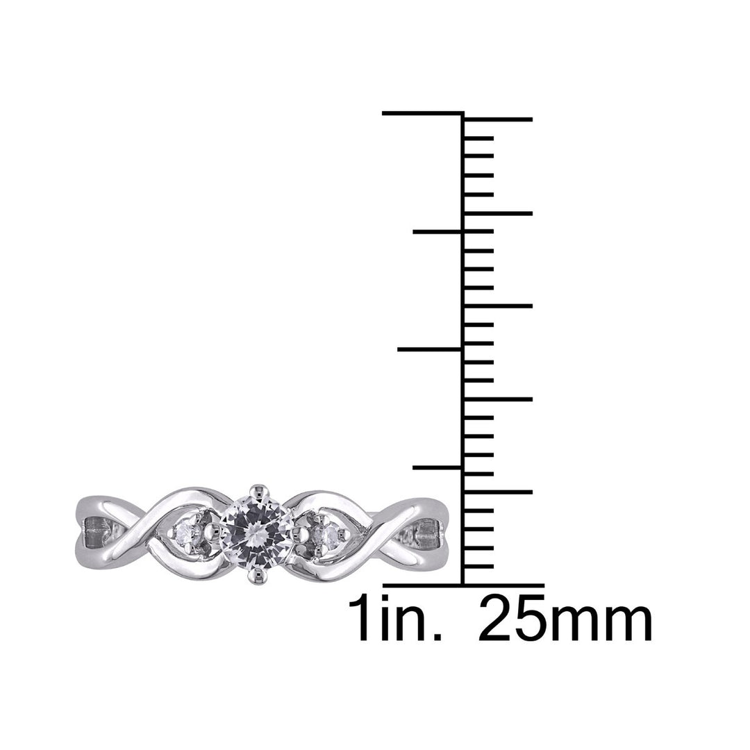 1/3 Carat (ctw) Lab-Created White Sapphire Infinity Ring with Diamonds in Sterling Silver Image 4