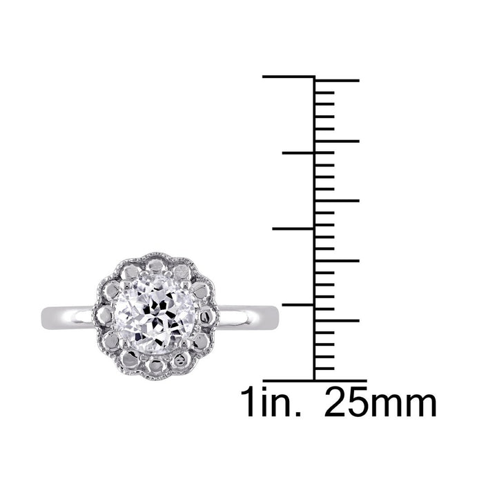 1 1/4 Carat (ctw) White Topaz Halo Ring  in 10K White Gold Image 3