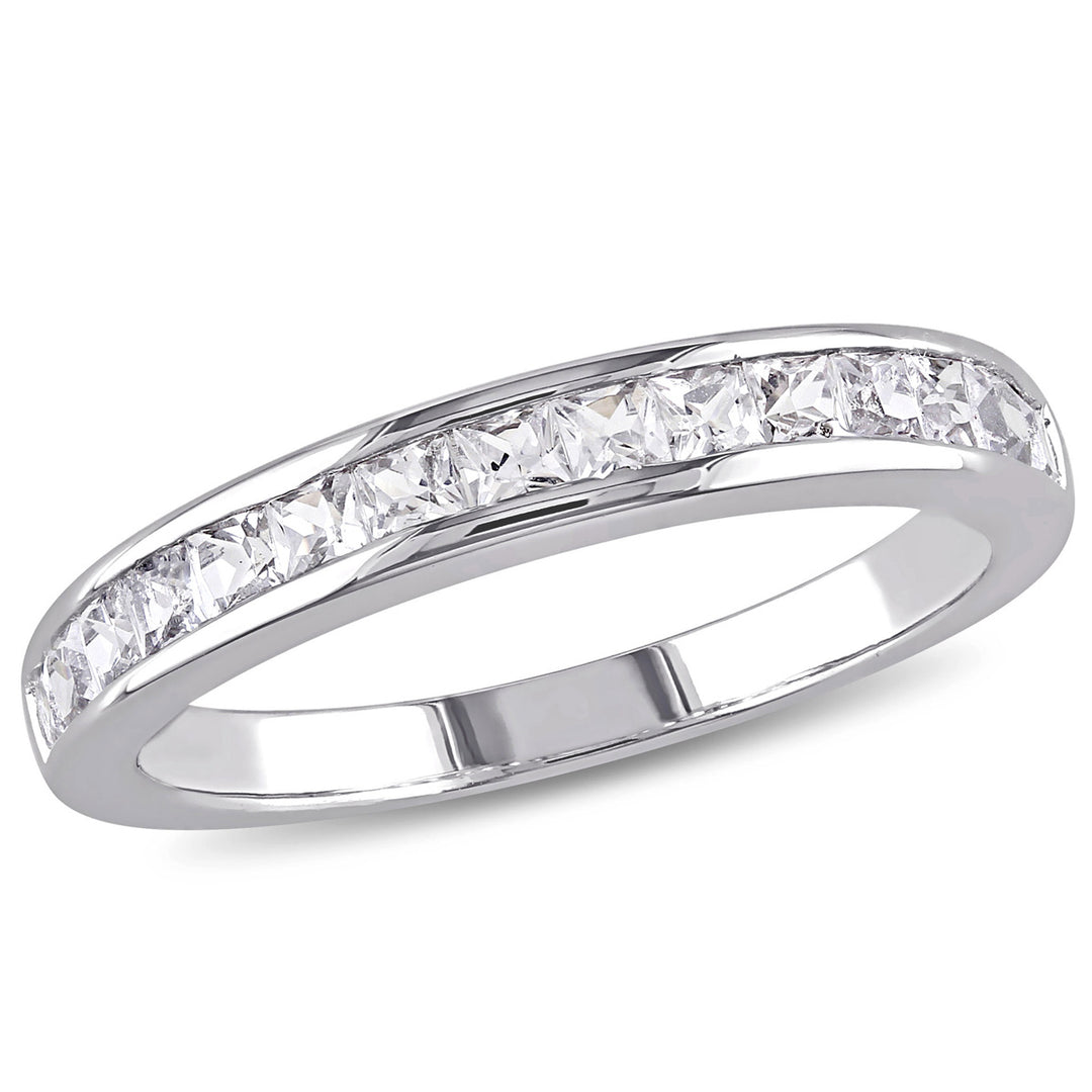 3/4 Carat (ctw) Lab-Created White Sapphire Wedding Anniversary Band Ring in Sterling Silver Image 1