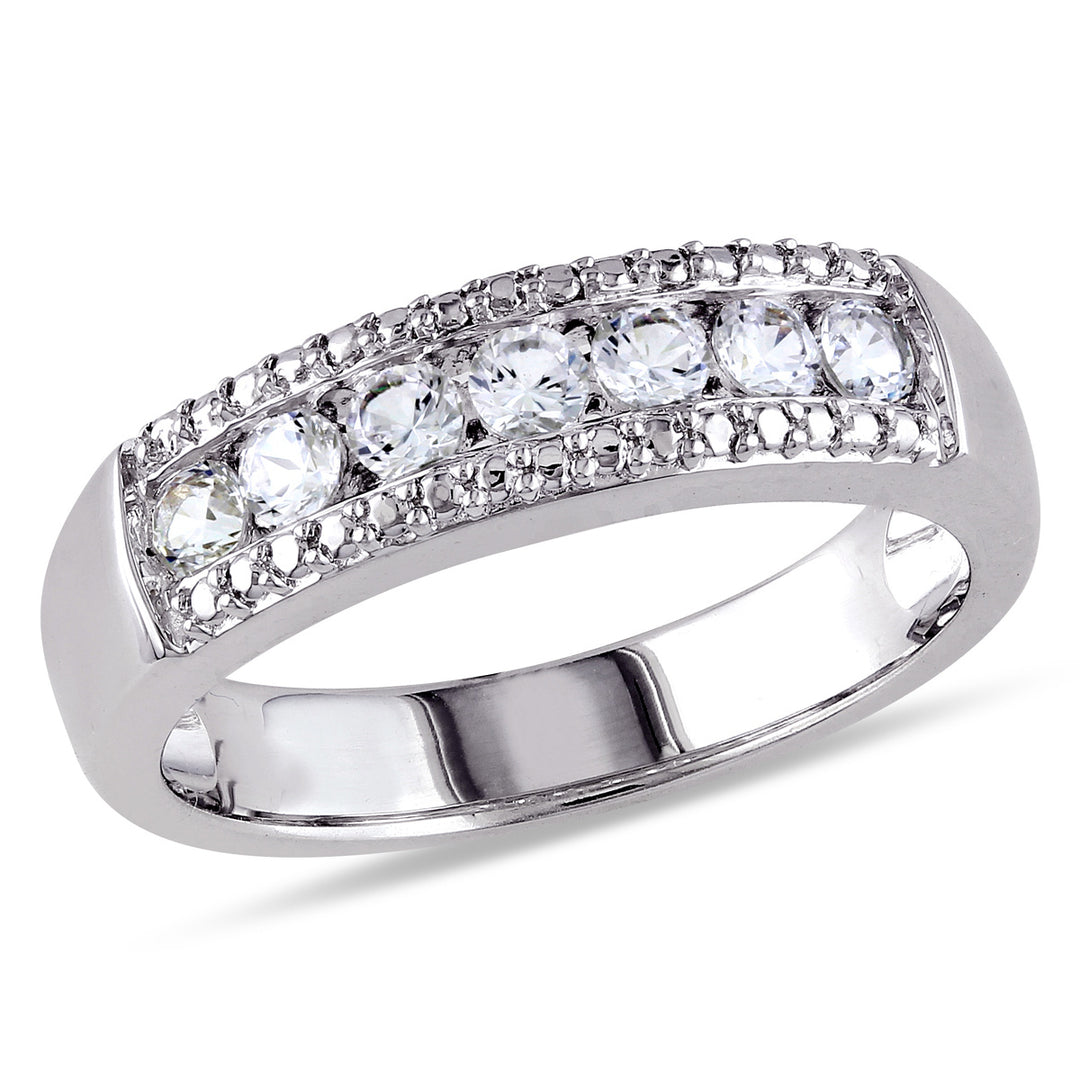 5/8 Carat (ctw) Lab-Created White Sapphire Anniversary Band Ring In Sterling Silver Image 1