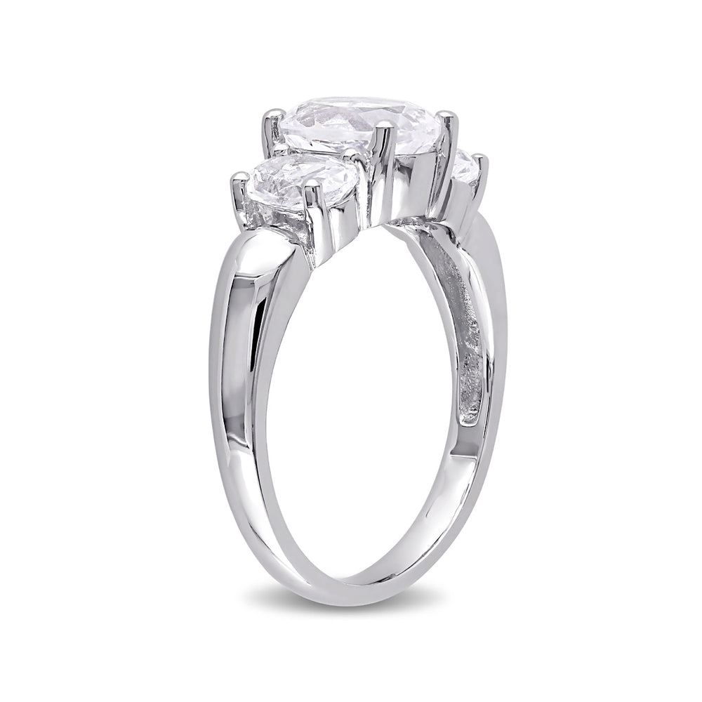 3 1/2 Carat (ctw) Lab-Created White Sapphire Three Stone Ring in Sterling Silver Image 2