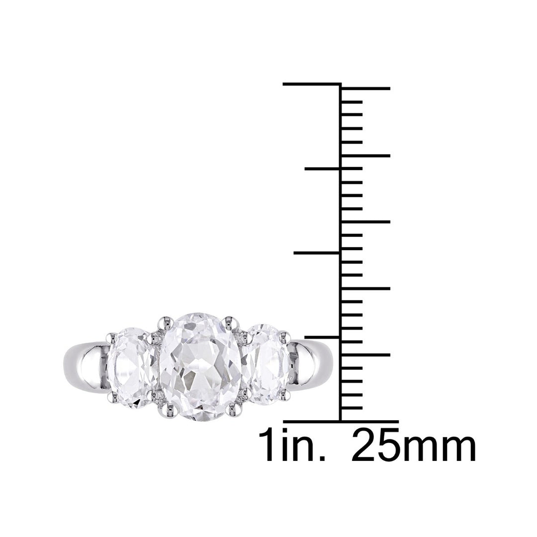 3 1/2 Carat (ctw) Lab-Created White Sapphire Three Stone Ring in Sterling Silver Image 4