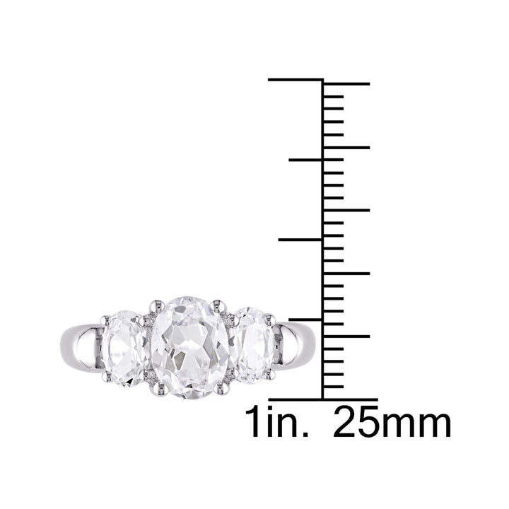 3 1/2 Carat (ctw) Lab-Created White Sapphire Three Stone Ring in Sterling Silver Image 4