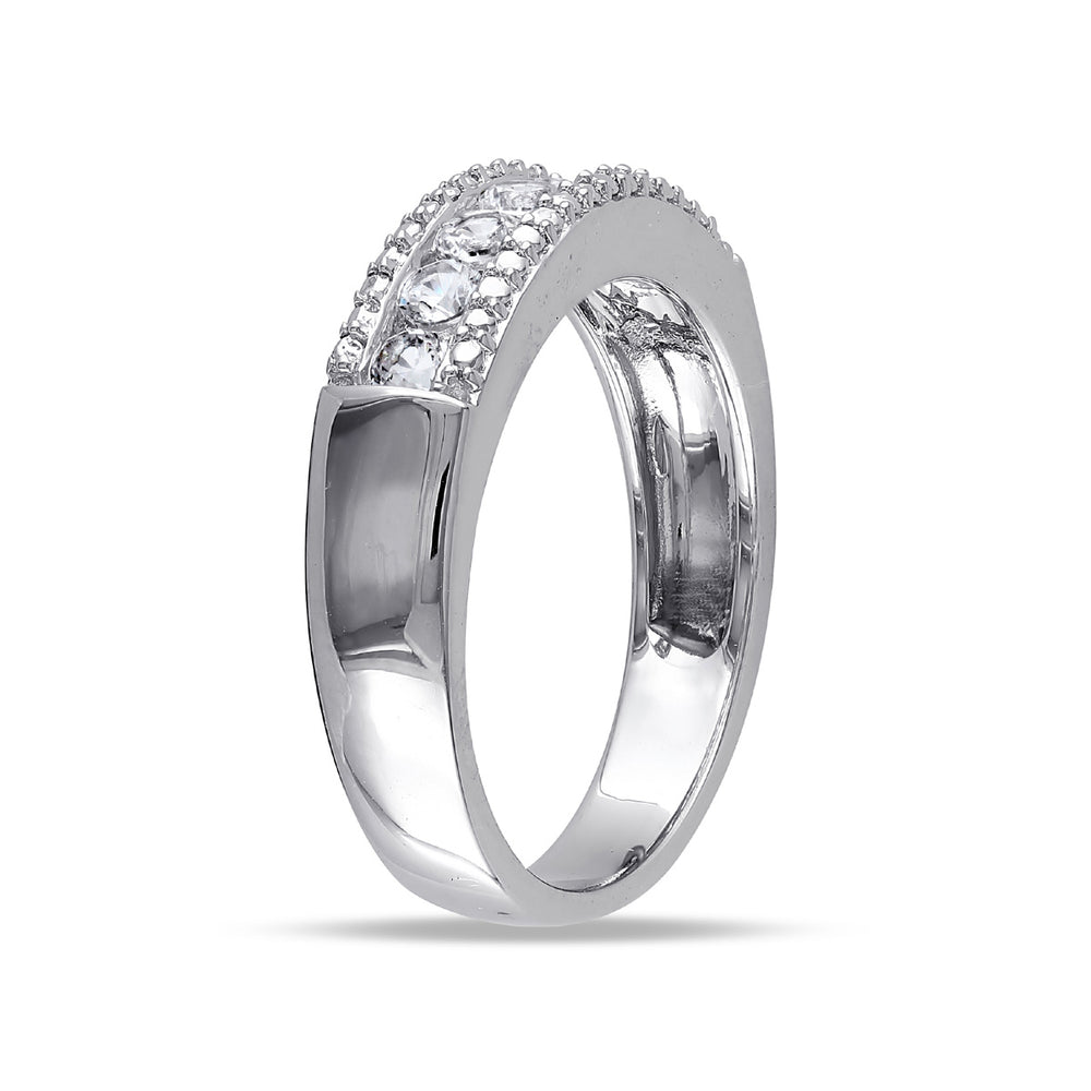 5/8 Carat (ctw) Lab-Created White Sapphire Anniversary Band Ring In Sterling Silver Image 2