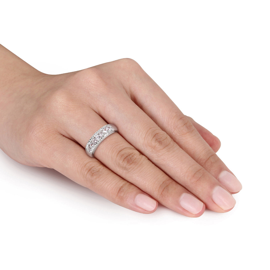 5/8 Carat (ctw) Lab-Created White Sapphire Anniversary Band Ring In Sterling Silver Image 3