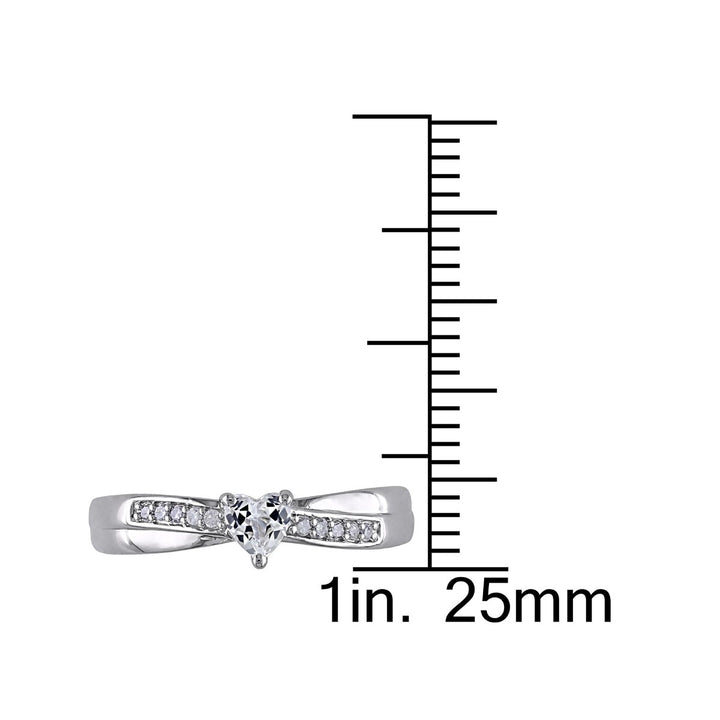 1/4 Carat (ctw) Lab-Created Synthetic White Sapphire Heart Ring with Diamonds in Sterling Silver Image 4