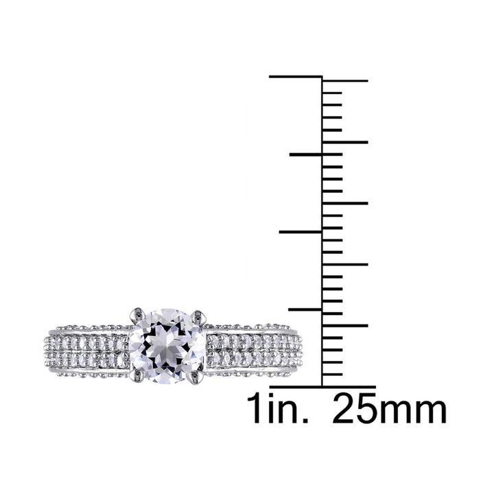 Created White Sapphire 3 1/6 Carat (ctw) Engagement Ring In Sterling Silver Image 4