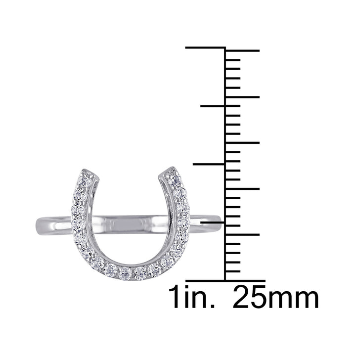 1/2 Carat (ctw) White Topaz Horseshoe Ring In Sterling Silver Image 4
