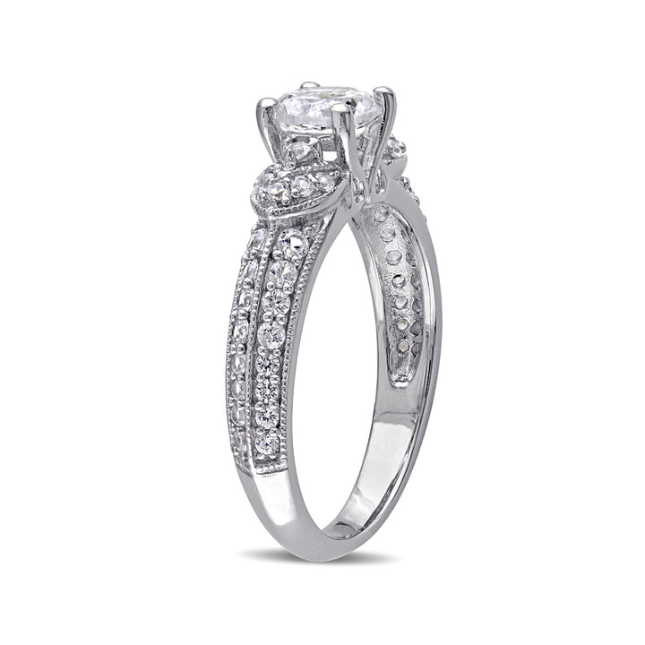 1 2/3 Carat (ctw) Lab-Created White Sapphire Engagement Ring In Sterling Silver Image 2