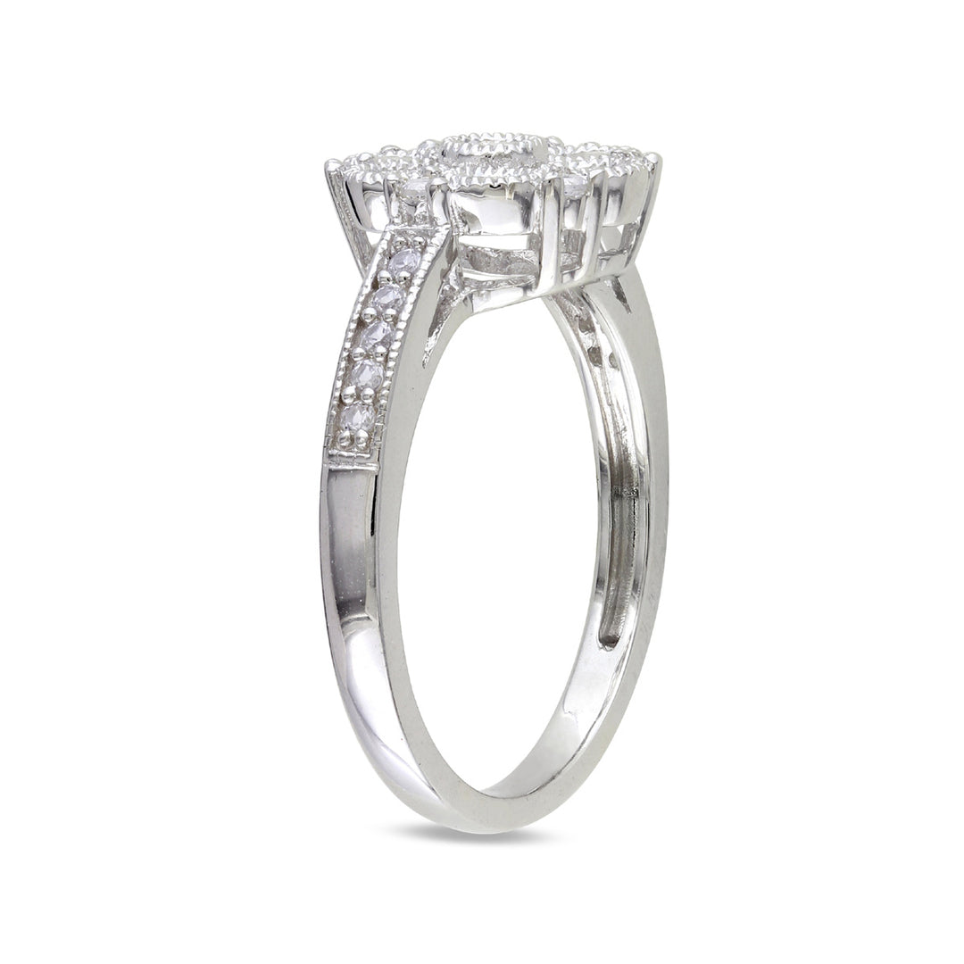 4/5 Carat (ctw) Created White Sapphire Floral Ring In Sterling Silver Image 2