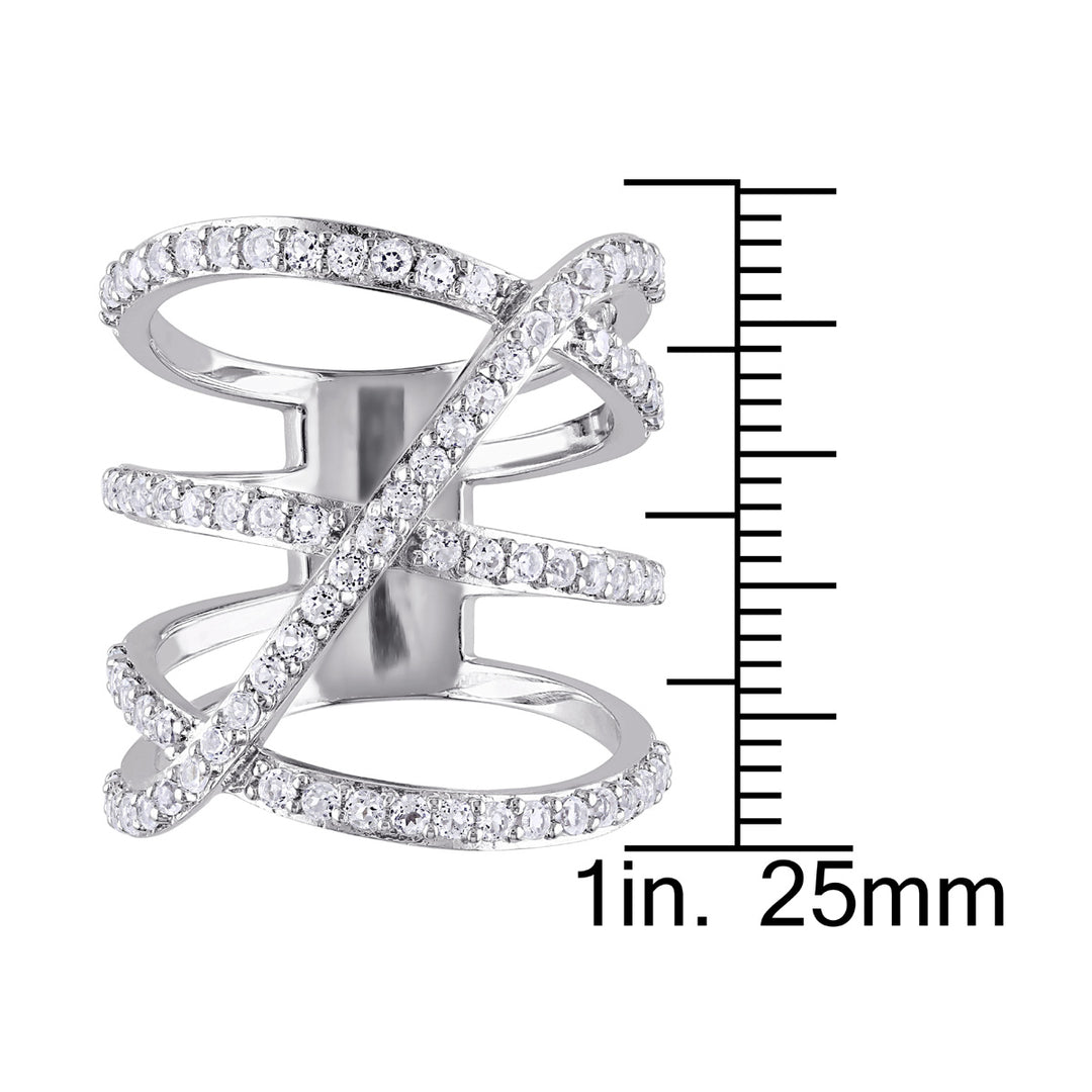 White Topaz 2 2/5 Carat (ctw) Crossover Split Shank Ring In Sterling Silver Image 3