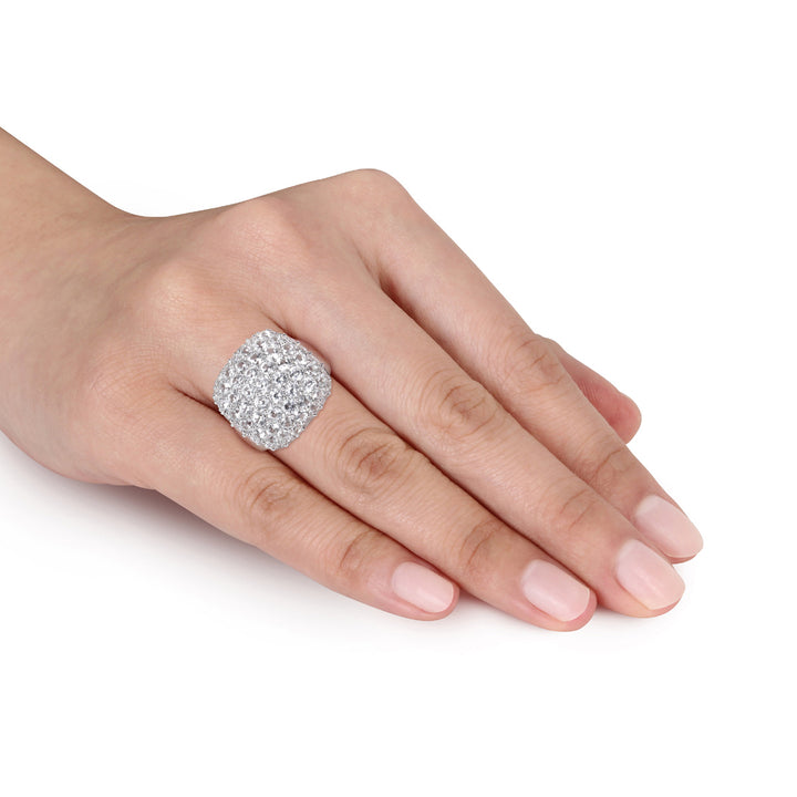 4.75 Carat (ctw) Lab-Created White Sapphire Pave Cocktail Ring In Sterling Silver Image 3