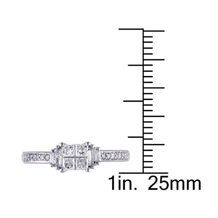 1/2 Carat (ctw G-H I2-I3) Princess Cut Diamond Engagement Ring 10K White Gold Image 4