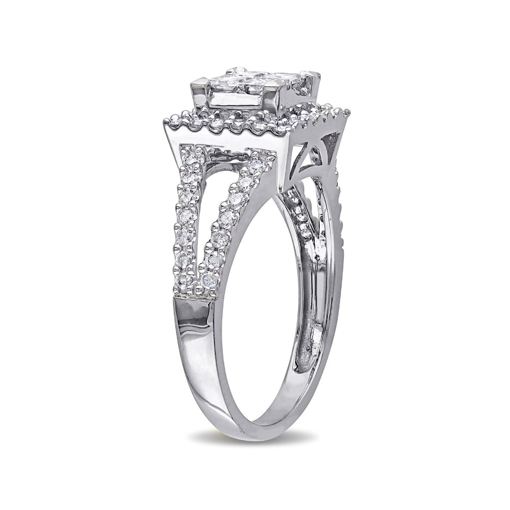 1.0 Carat (ctw Color G-H Clarity I2-I3) Princess Cut Diamond Engagement Ring in 14K White Gold Image 2
