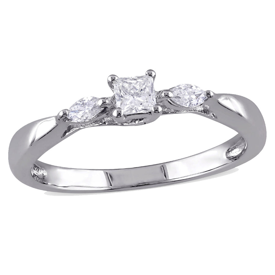 1/4 Carat (ctw G-HI2-I3) Diamond Promise Ring in 10K White Gold Image 1