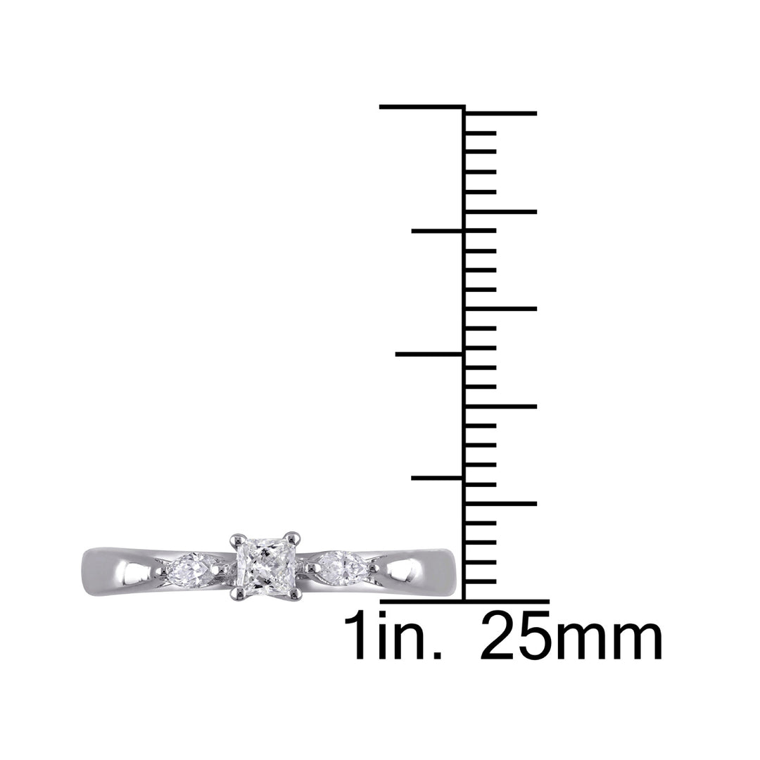1/4 Carat (ctw G-HI2-I3) Diamond Promise Ring in 10K White Gold Image 4