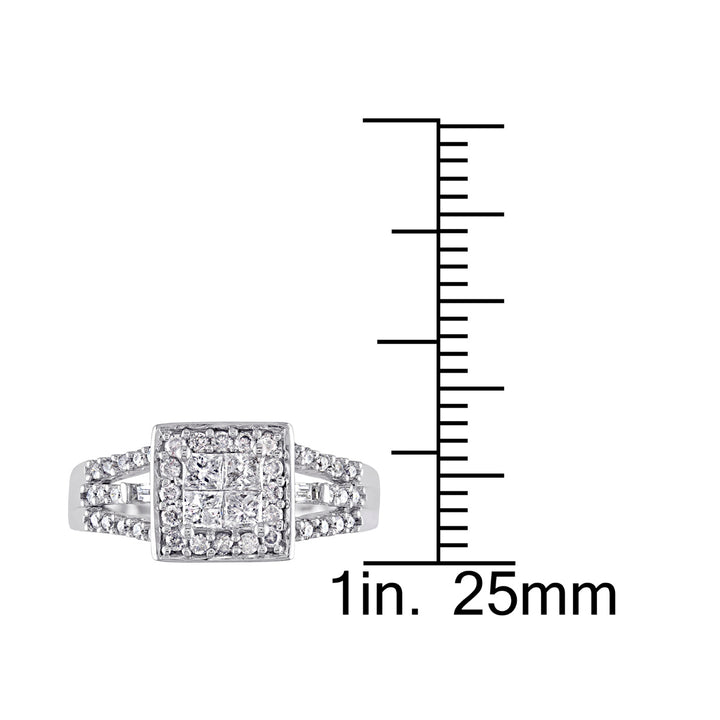 1/2 Carat (ctw G-H,I2-I3) Princess Cut Diamond Engagement Ring in 10K White Gold Image 3