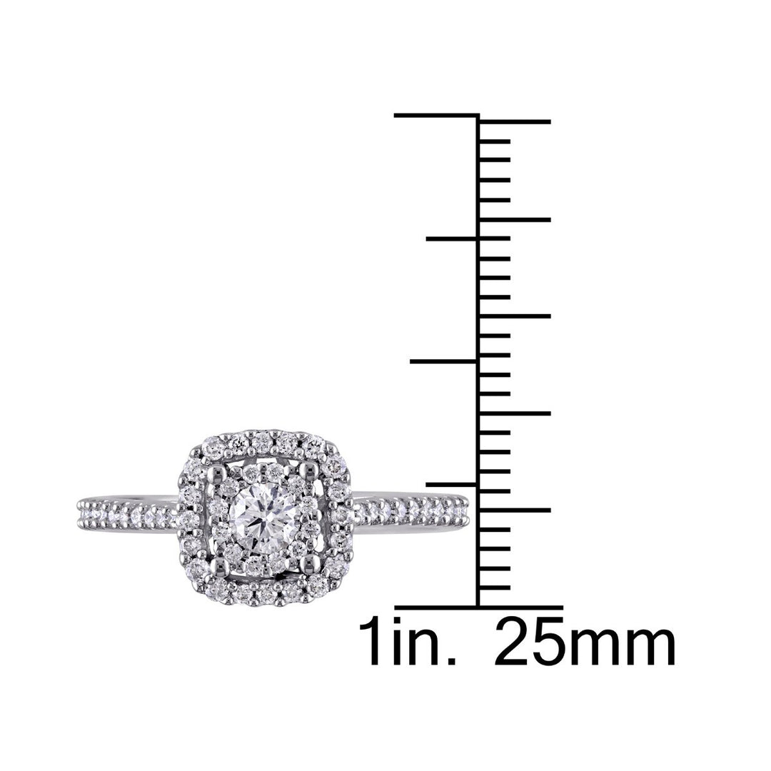 Halo Diamond Engagement Ring 1/2 Carat (ctw Color G-H Clarity I1-I2) in 10K White Gold Image 4