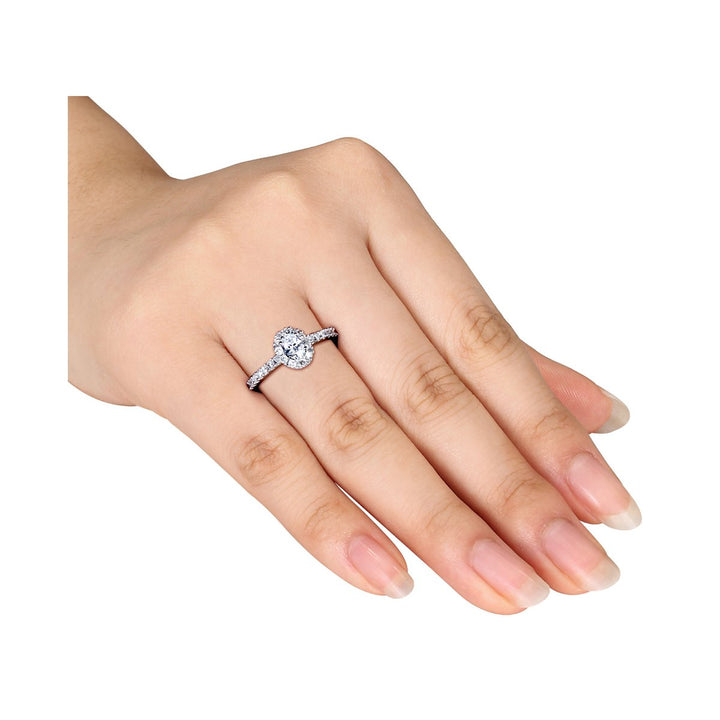 1.00 Carat (ctw G-HI1-I2) Oval Diamond Engagement Ring in 14K White Gold Image 3