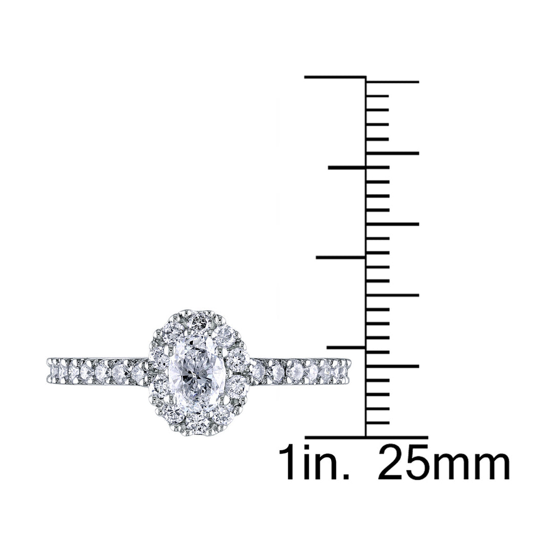 1.00 Carat (ctw G-HI1-I2) Oval Diamond Engagement Ring in 14K White Gold Image 4