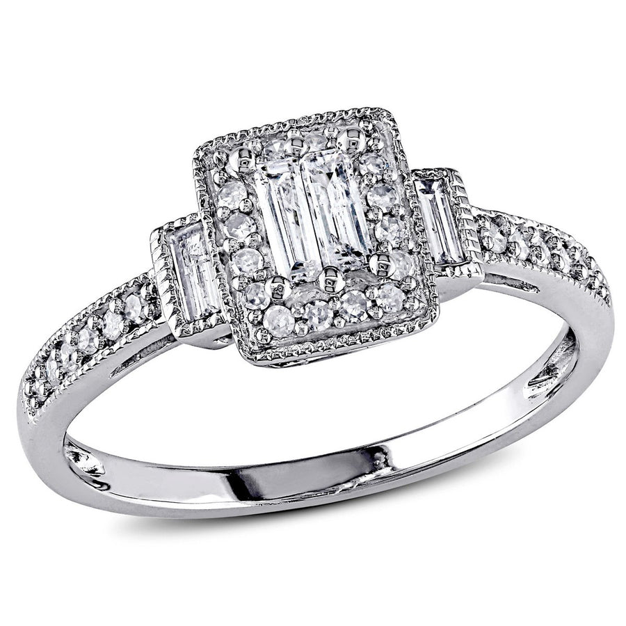 1/3 Carat (ctw G-H I2-I3) Diamond Engagement Ring in 10K White Gold Image 1