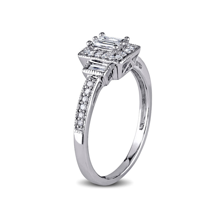 1/3 Carat (ctw G-H I2-I3) Diamond Engagement Ring in 10K White Gold Image 2