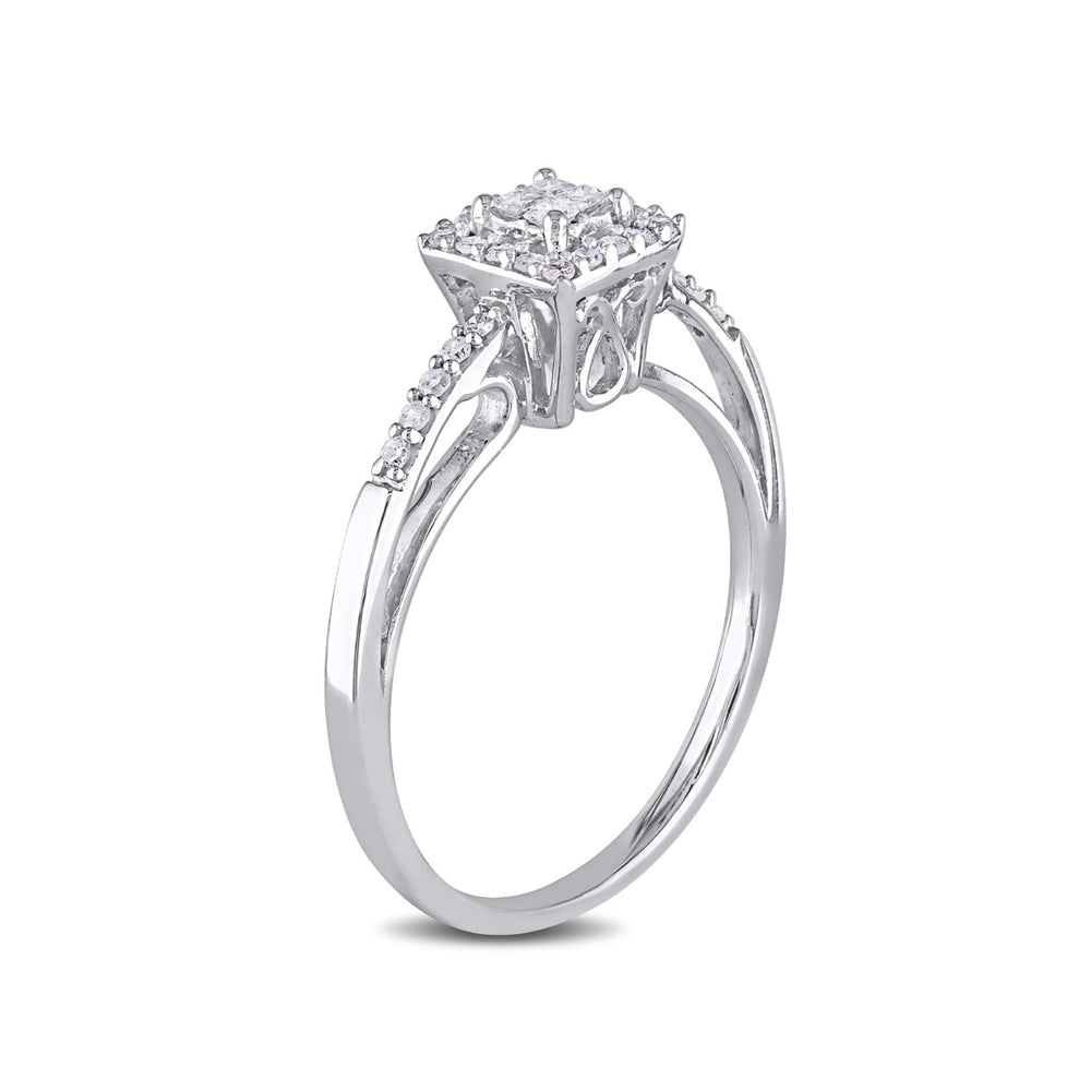 1/5 Carat (ctw) Princess-Cut Diamond Halo Engagement Ring in 10K White Gold Image 2