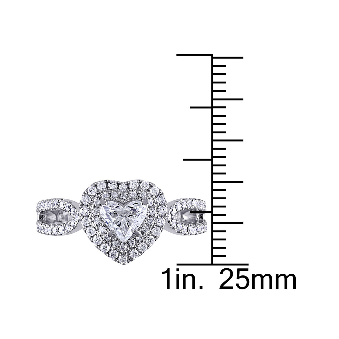 1.00 Carat (ctw G-HSI2-I1) Heart Diamond Engagement Ring in 14K White Gold Image 4