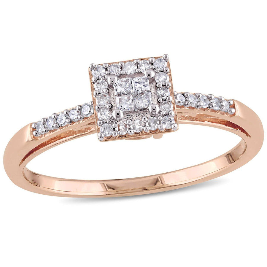 1/5 Carat (ctw) Princess Cut Diamond Engagement Ring in 10K Rose Gold Image 1