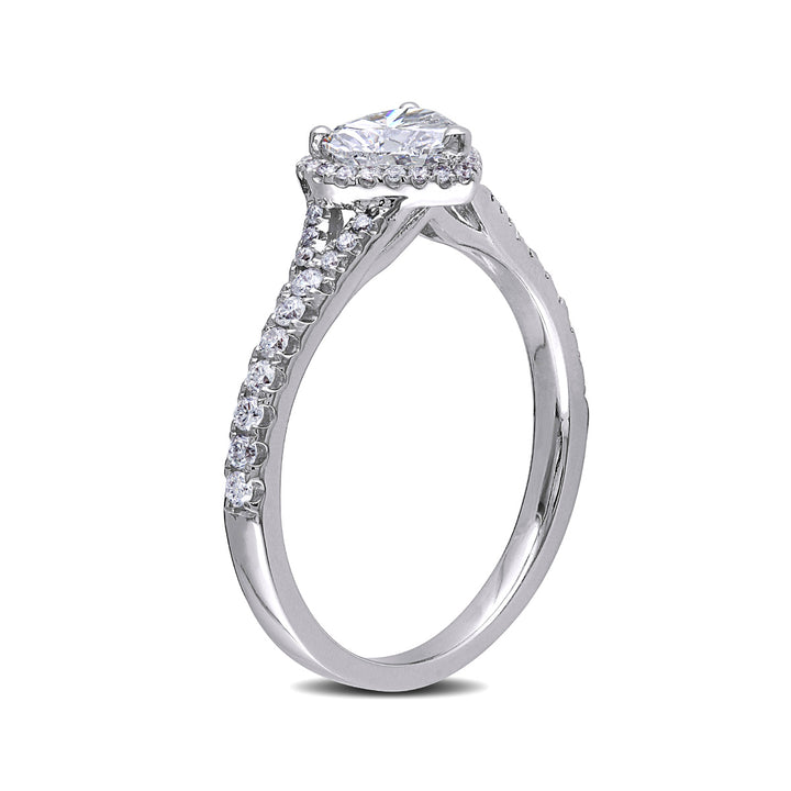 1.00 Carat (ctw G-HI1-I2) Diamond Engagement Heart Ring in 14K White Gold Image 2